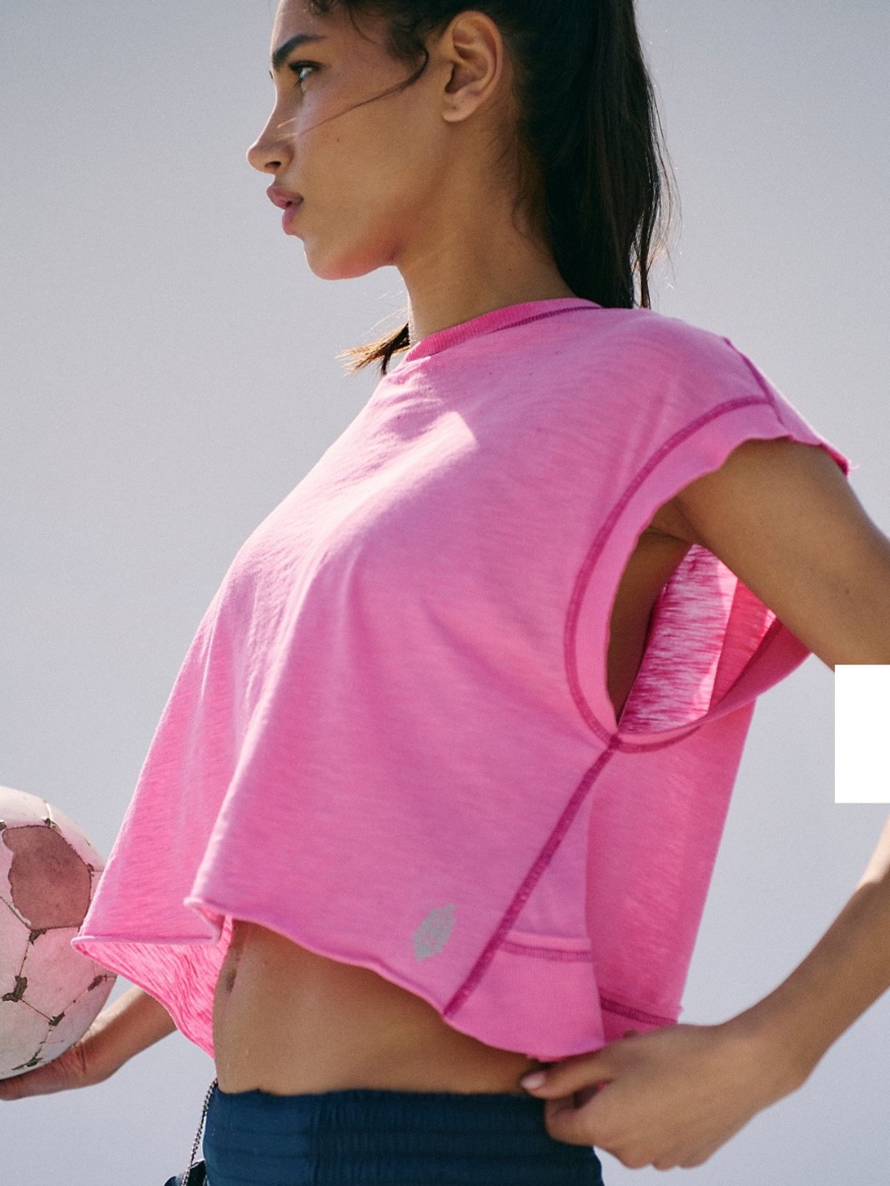 Free People my time tee in Dragonfruit Bright Pink XL
